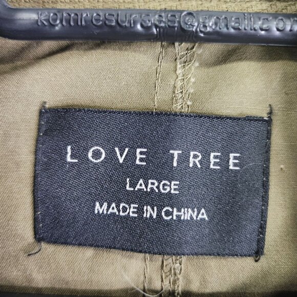Womens Love Tree Large Olive Green Utility Jacket w/ Sweater Insert Full Zip L - Picture 7 of 13